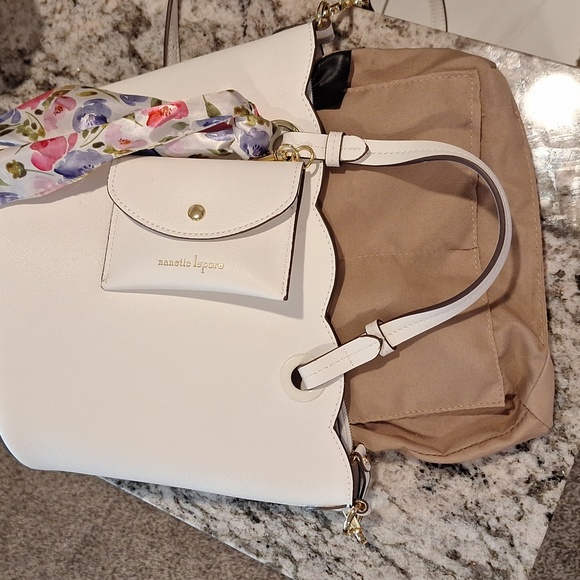 Nanette Lepore Carmella Smooth Convertable Satchel in White Lyst Scalloped White - Picture 5 of 9